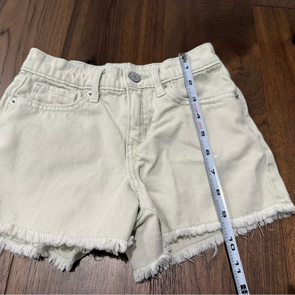 Old Navy Girls Mint Sage Green Frayed Denim Shorts - Size 8